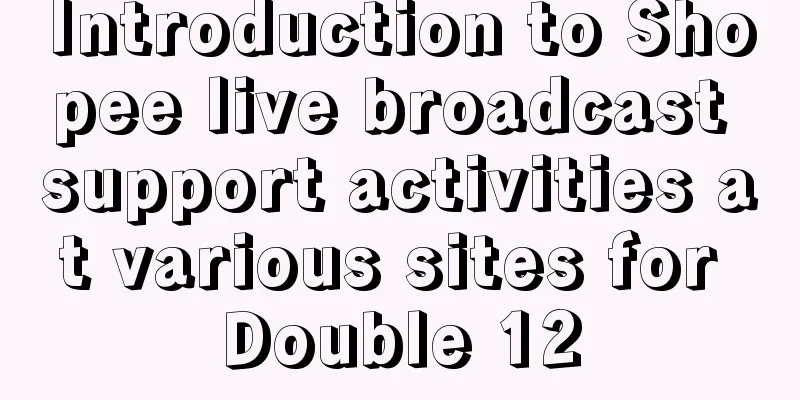 Introduction to Shopee live broadcast support activities at various sites for Double 12