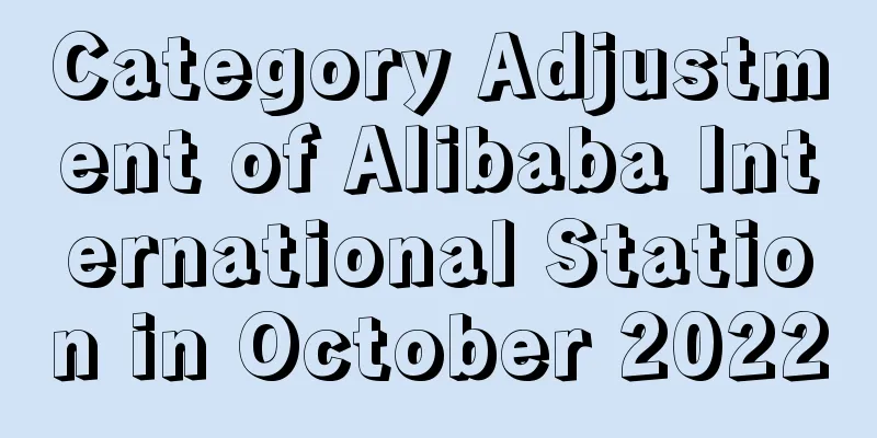 Category Adjustment of Alibaba International Station in October 2022