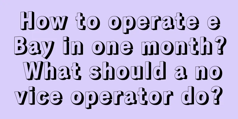 How to operate eBay in one month? What should a novice operator do?