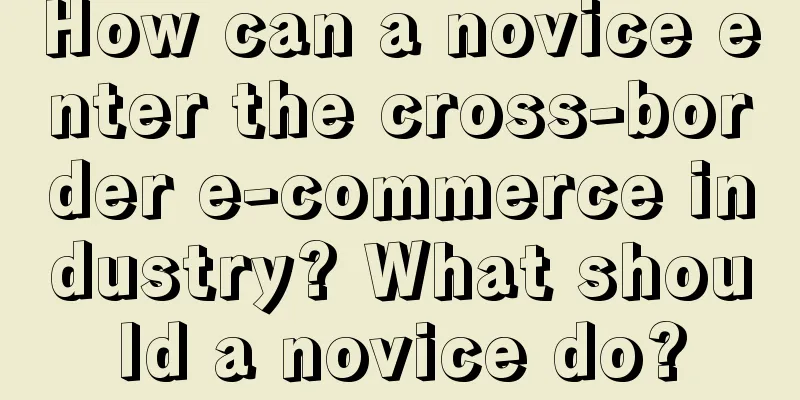 How can a novice enter the cross-border e-commerce industry? What should a novice do?