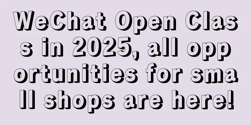 WeChat Open Class in 2025, all opportunities for small shops are here!