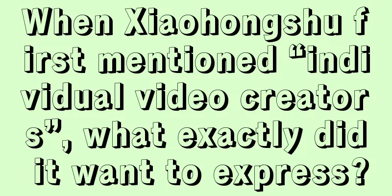When Xiaohongshu first mentioned “individual video creators”, what exactly did it want to express?