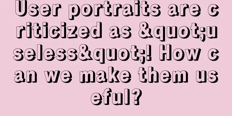 User portraits are criticized as "useless"! How can we make them useful?