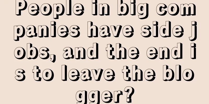 People in big companies have side jobs, and the end is to leave the blogger?
