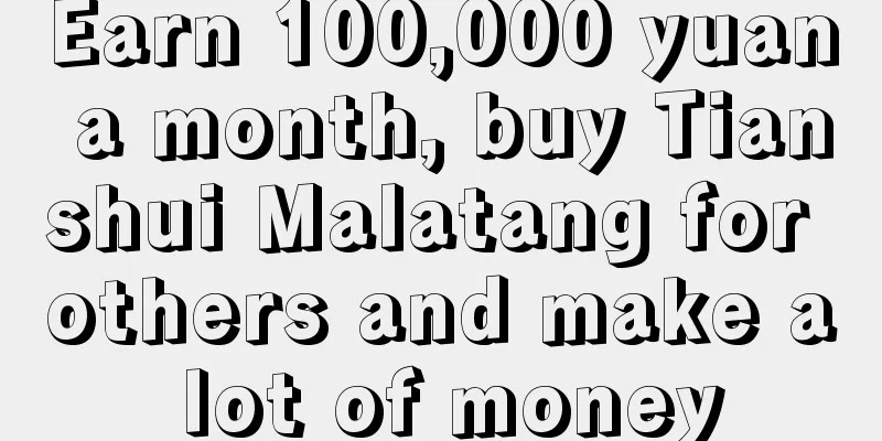 Earn 100,000 yuan a month, buy Tianshui Malatang for others and make a lot of money