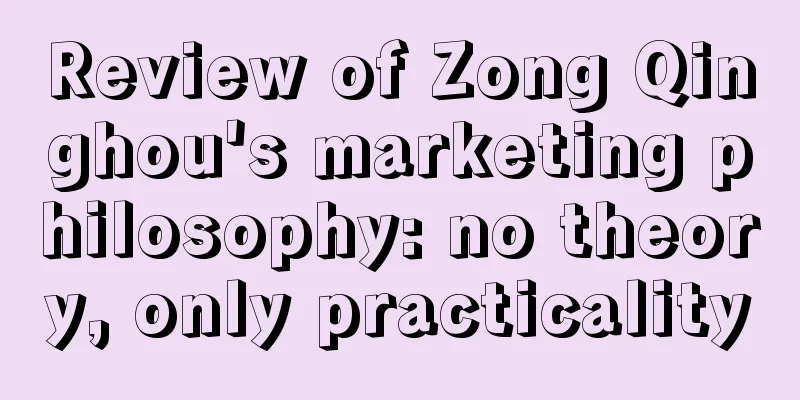 Review of Zong Qinghou's marketing philosophy: no theory, only practicality