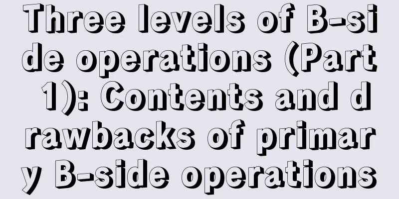 Three levels of B-side operations (Part 1): Contents and drawbacks of primary B-side operations