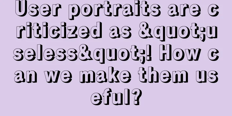 User portraits are criticized as "useless"! How can we make them useful?