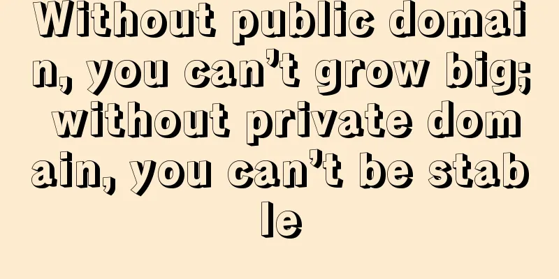 Without public domain, you can’t grow big; without private domain, you can’t be stable
