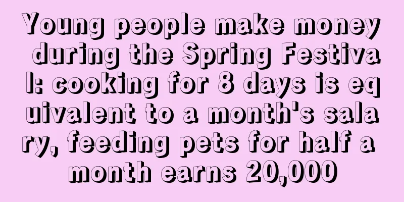 Young people make money during the Spring Festival: cooking for 8 days is equivalent to a month's salary, feeding pets for half a month earns 20,000