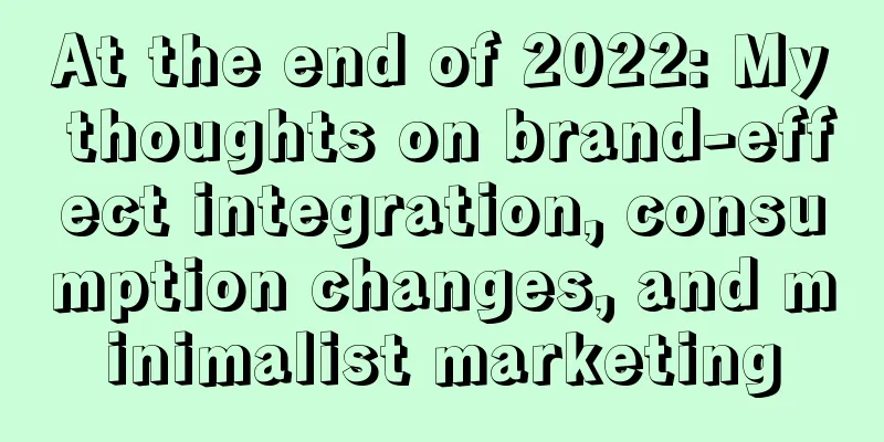 At the end of 2022: My thoughts on brand-effect integration, consumption changes, and minimalist marketing