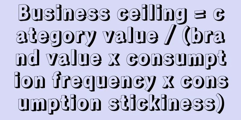 Business ceiling = category value / (brand value x consumption frequency x consumption stickiness)
