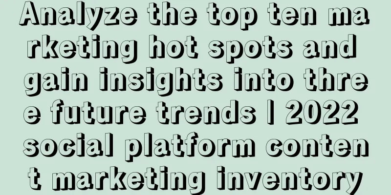 Analyze the top ten marketing hot spots and gain insights into three future trends | 2022 social platform content marketing inventory
